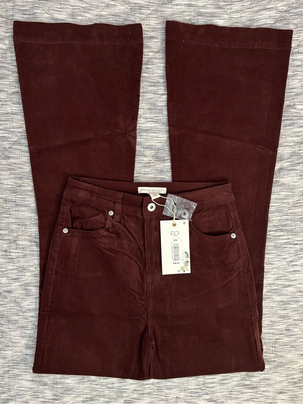 Chelsea & Violet High Rise Flared Leg Corduroy Jeans Sz 25 NWT -